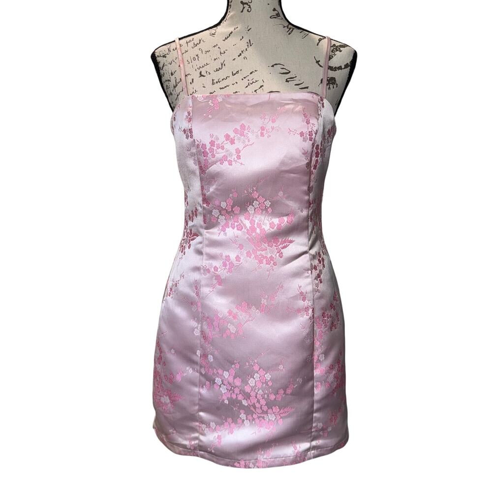 Superdown x Draya Michele Revolve Satin Mini Dress Cherry Blossom Y2K Bodycon Sm